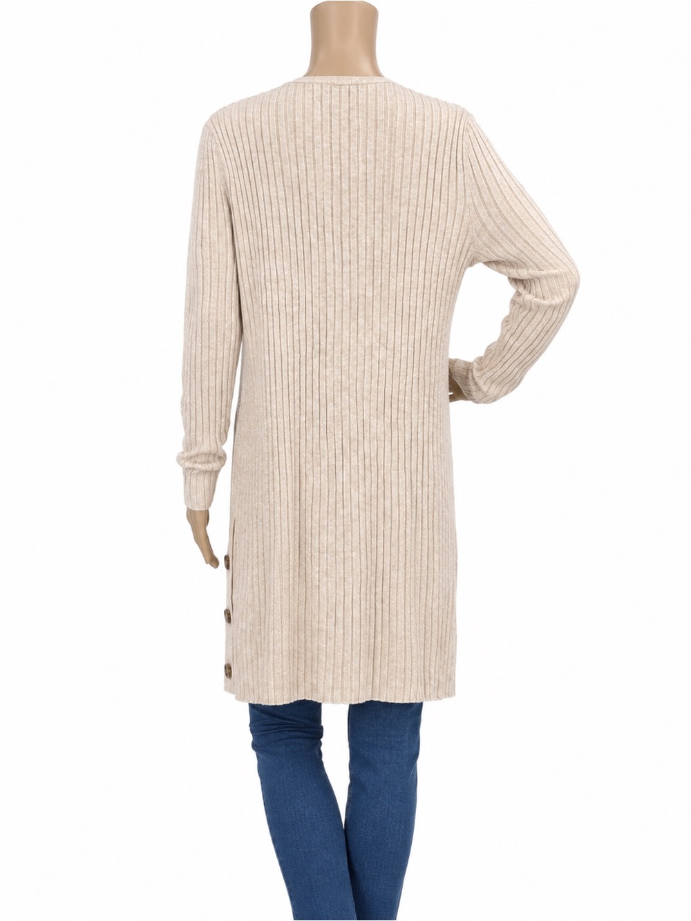 ALYA Ribbed Long Knit Cardigan Duster - Picture 4 of 5